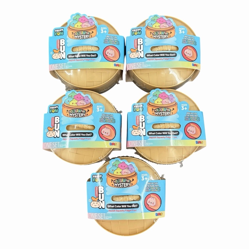 RMS Crazy Fun Holographic Mystery Dumpling Glitter Squishy Bun Lot Of 5 New
